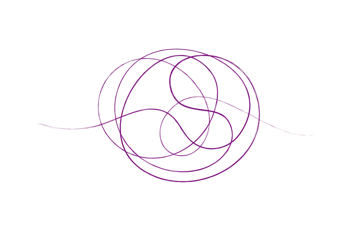 A yarn is shown to be gradually untangled